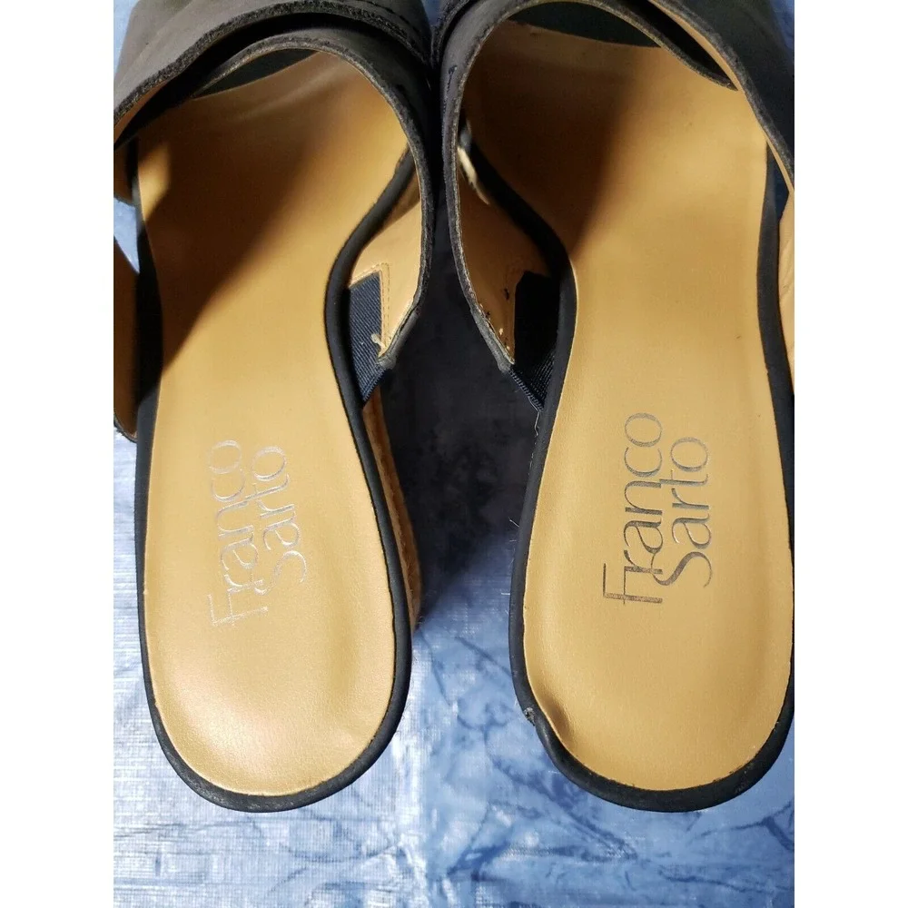 Franco Sarto Glamour Blue/Gray Suede leather Cork Platform‎ Wedge Sandals SZ 8